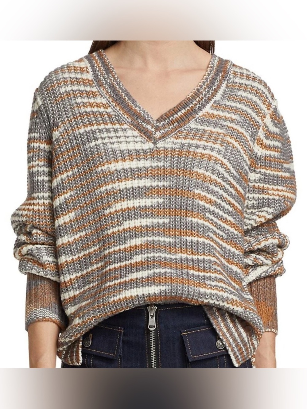 Cinq a Sept 5a7 Amalie Sweater, NWT, Size XL Cinnamon Multi Chunky Knit Luxury